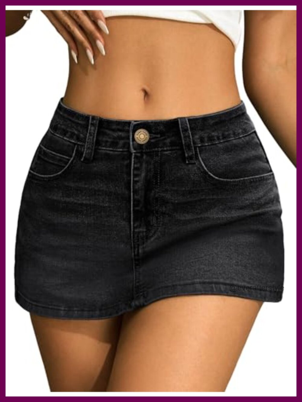 Low Rise Denim Mini Skirt with Built-in Shorts Skort